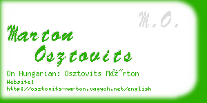 marton osztovits business card